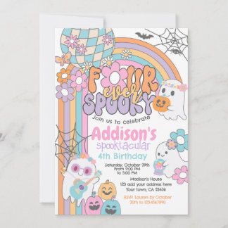 Four Ever Spooky Hippie Halloween 2nd Birthday Einladung
