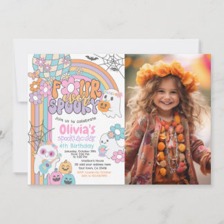 Four Ever Spooky Hippie Halloween 4th Birthday Einladung