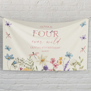 Four Ever Wild Wildflower 4. Geburtstagsfeier Banner