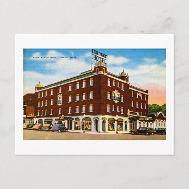 Four Flags Hotel, Niles, Michigan Postkarte (Vorderseite)