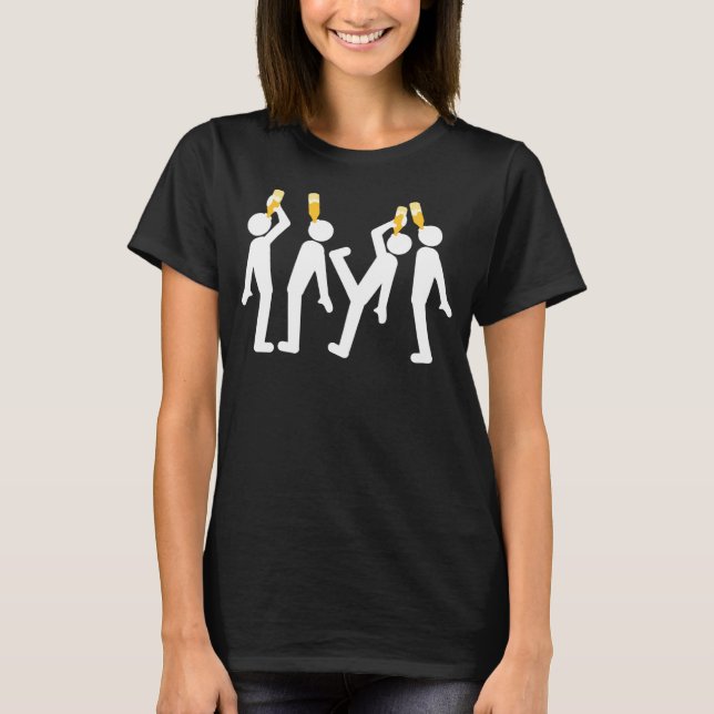 Four Funny Friends Drinking Beer Bottles From Abov T-Shirt (Vorderseite)