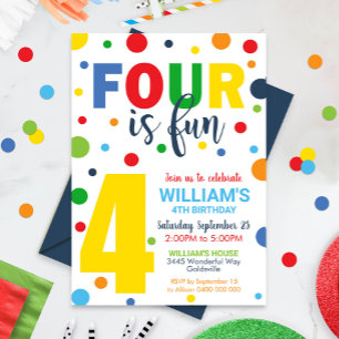 Four is Fun Birthday Invitation 4Anniversaire