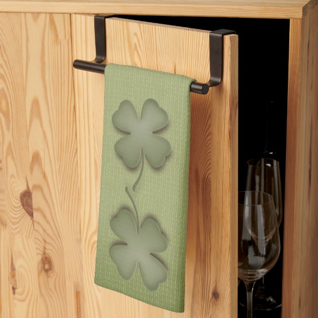 Four Leaf Clover Irish Green Design Geschirrtuch (Drittel gefaltet)