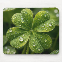 Four-leaf Clover With Raindrops Mousepad