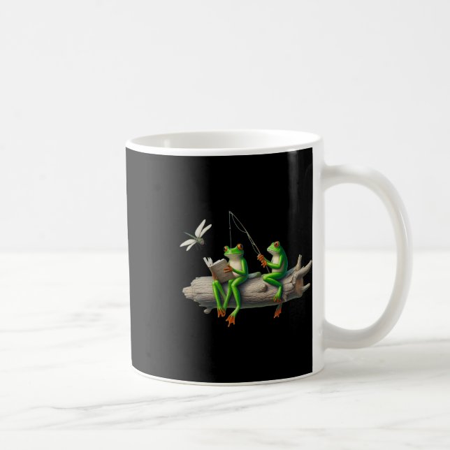 Four Legs Frog On A Log Frog Fishing Dragonfly Rea Kaffeetasse (Rechts)