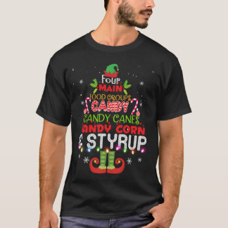 Four Main Foods Elf Buddy Christmas Pajama T-Shirt