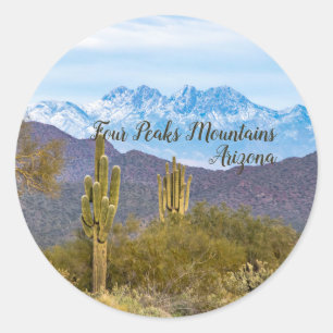 Four Peaks Mts Winter, Arizona Stickers 3" 6 Pack