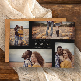 Four Photos Collage Minimalist Modern Wedding Save The Date