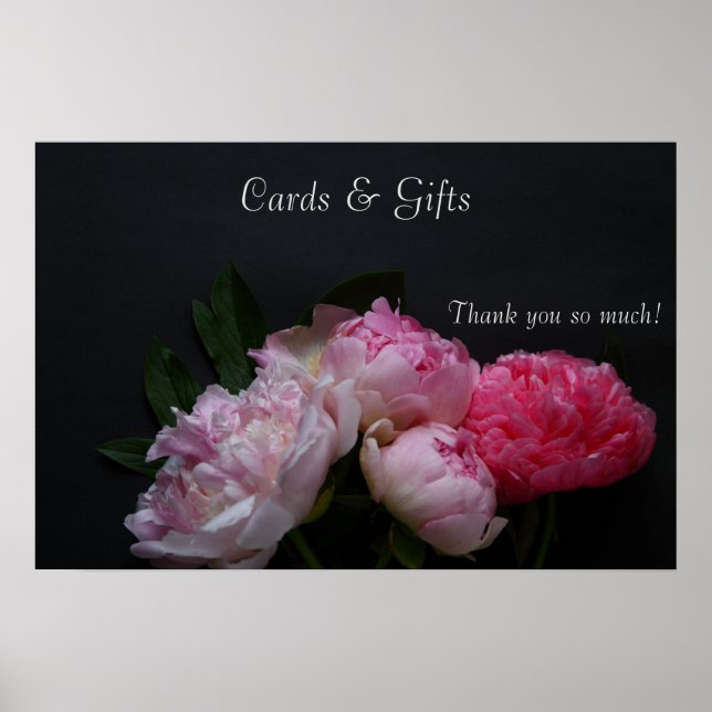 Four pink peonies wedding Poster (Vorne)