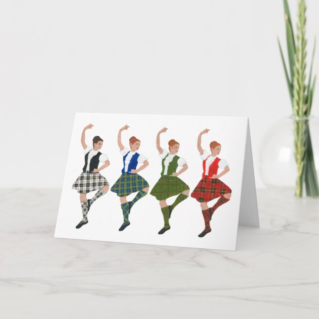 Four Scottish Highland Dancers Karte (Vorderseite)