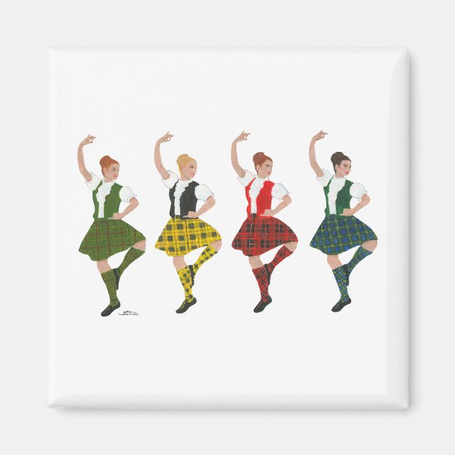 Four Scottish Highland Dancers Magnet (Vorne)