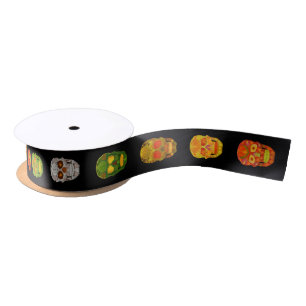 Four Seasons Aspen Leaf Skulls Satinband