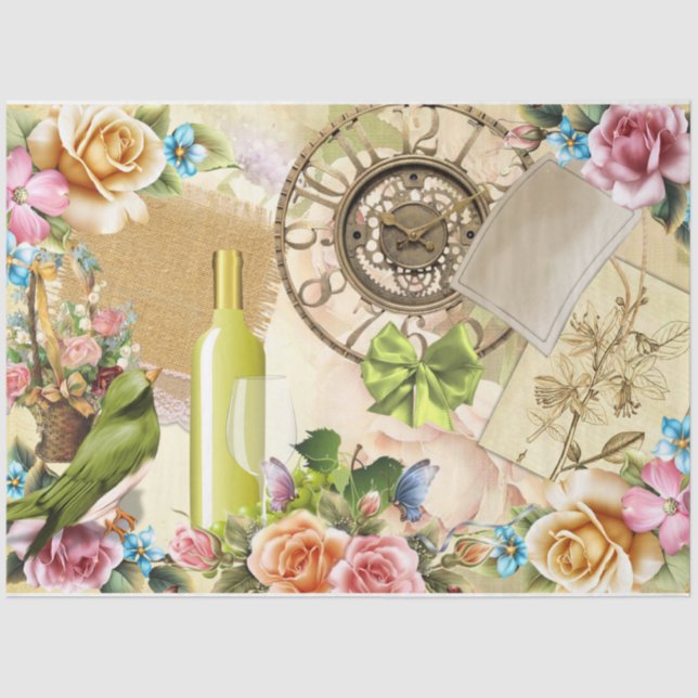 Four Seasons Collage Design Series 1 Seidenpapier (Vorderseite)