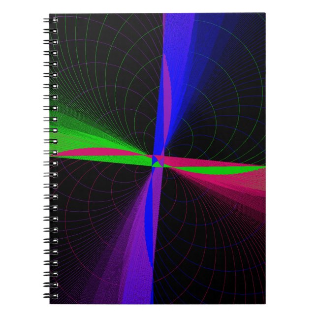 Four-Way Geometric Wave Spiral Notebook Notizblock (Vorderseite)