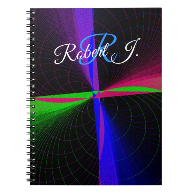 Four-Way Geometric Wave Spiral Notebook Notizblock (Vorderseite)