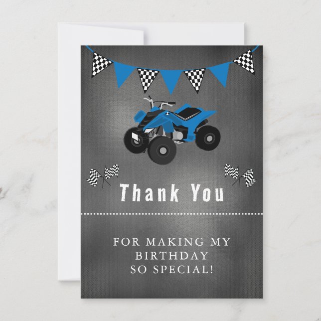 Four Wheeler Birthday Vielen Dank Dankeskarte (Vorderseite)