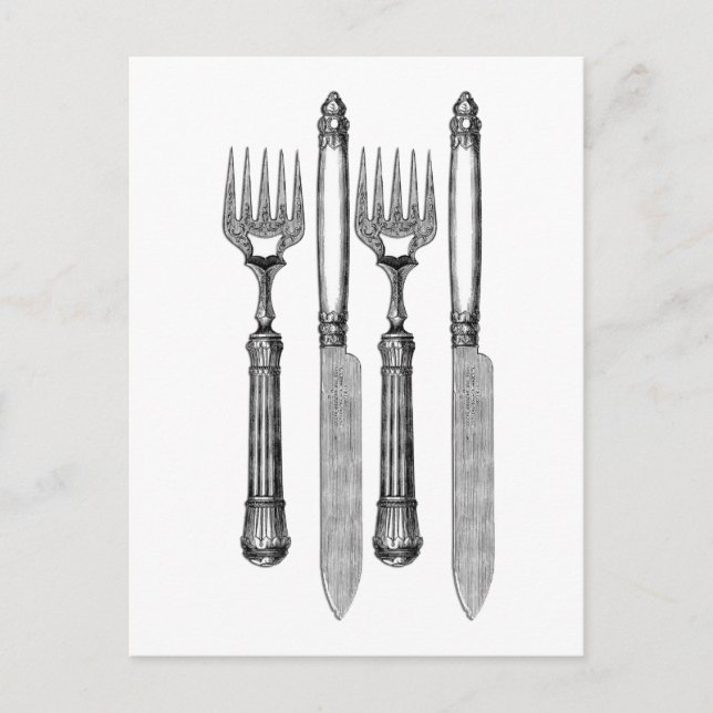 Fourchette et couteau Vintag Postkarte (Vorderseite)