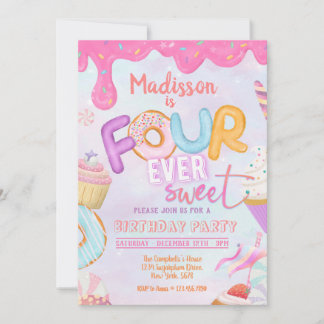 Fourever Sweet Girl 4ème anniversaire Invitation