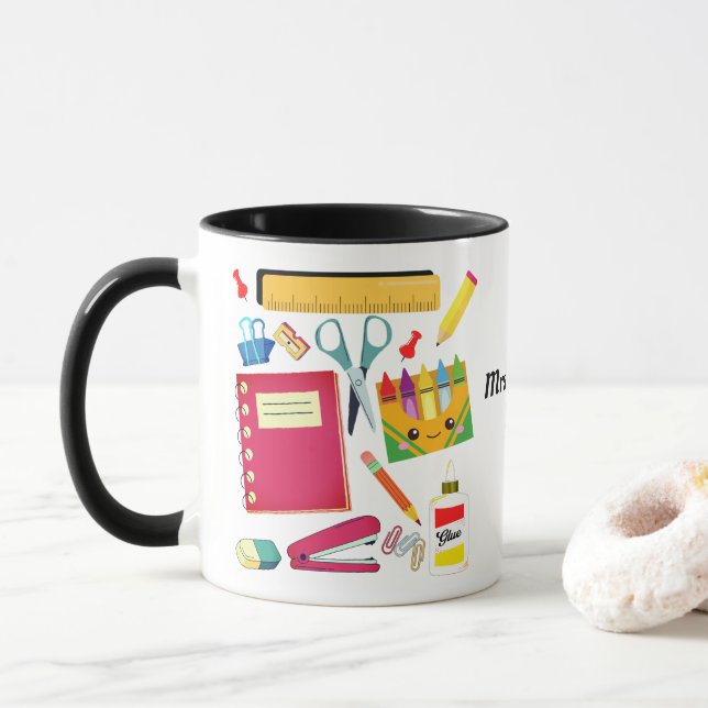 Fournitures scolaires de l'enseignant Mug noir (Avec donut)