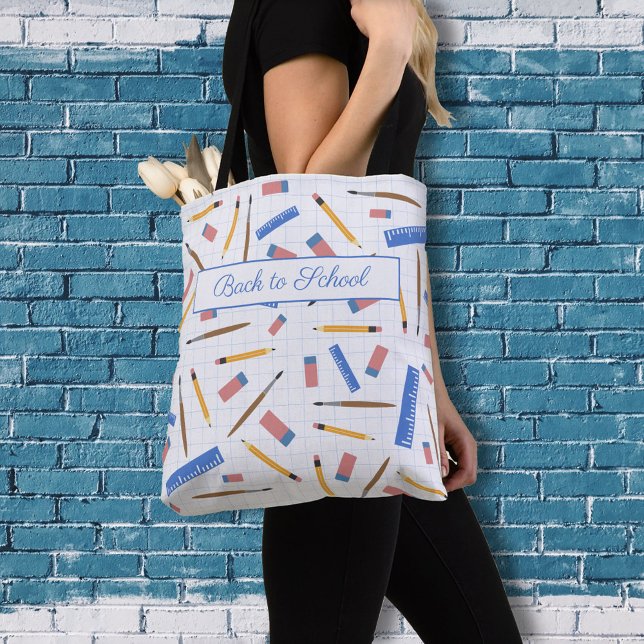 Fournitures scolaires Sac fourre-tout Motif (School Supplies Pattern Tote Bag)