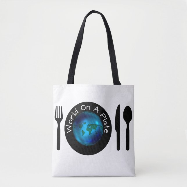 Fourre-tout Épicerie Sac Bleu Monde Sur Une Plaque (Devant)