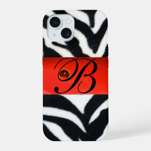 FOURRURE DE ZÈBRE NOIR BLANC AVEC MONOGRAMME GEMME