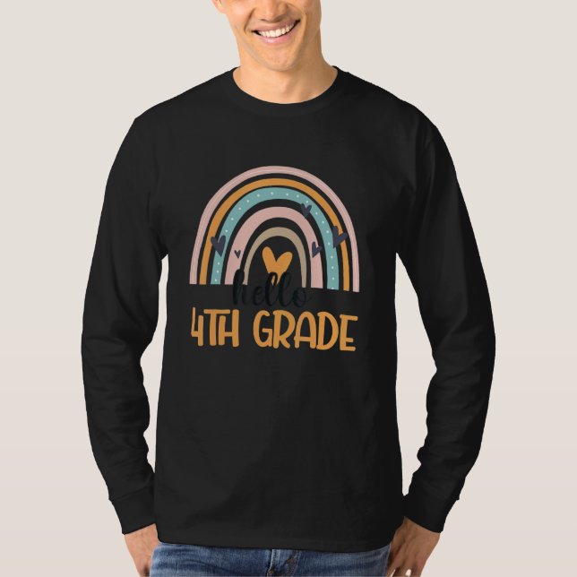 Fourth Grade Rainbow Teacher Student Hello 4th Gra T-Shirt (Vorderseite)