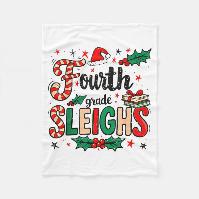 Fourth Grade Sleighs Funny Christmas Teacher  Fleecedecke (Vorderseite)