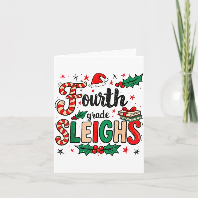 Fourth Grade Sleighs Funny Christmas Teacher  Karte (Vorderseite)