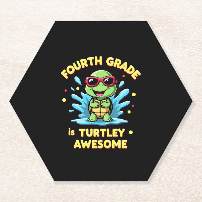 Fourth Grade Turtle-y Awesome First Day of Fourth  Untersetzer (Vorderseite)
