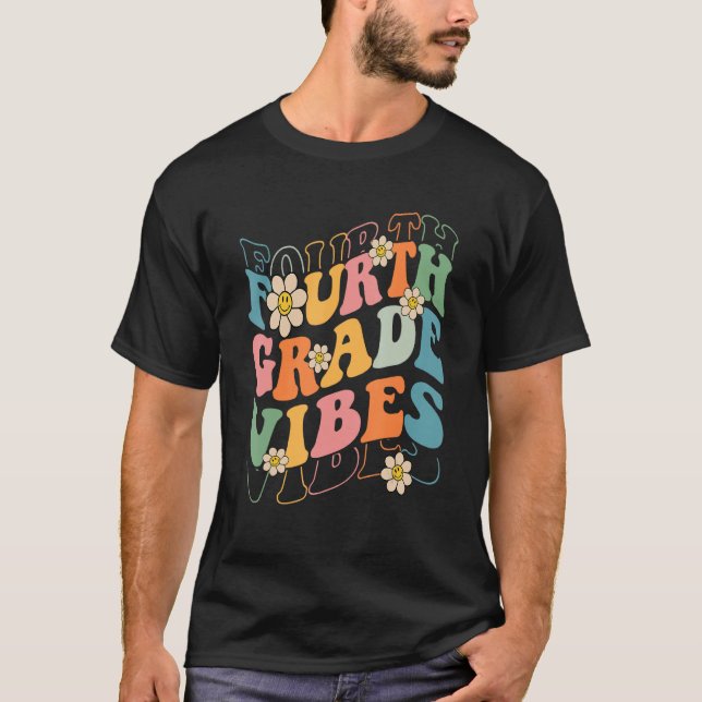 Fourth Grade Vibes  4th Grade Team Retro 1st Day o T-Shirt (Vorderseite)