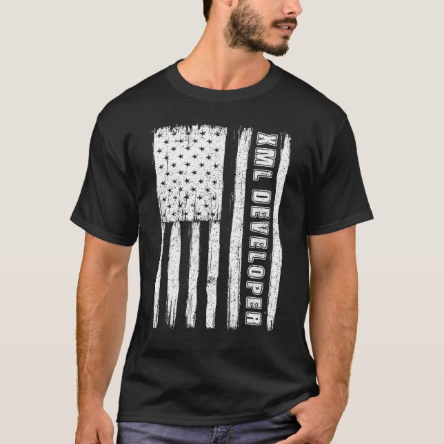 Fourth of July  for Men American Flag xml develope T-Shirt (Vorderseite)