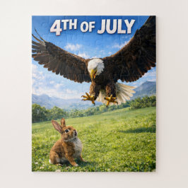 Fourth of July, patriotic eagle and bunny jigsaw p