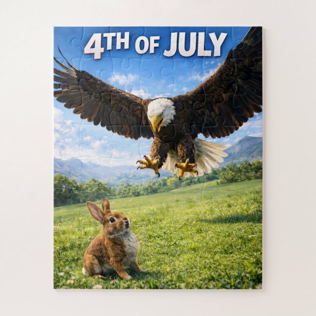 Fourth of July, patriotic eagle and bunny jigsaw p (Vertikal)