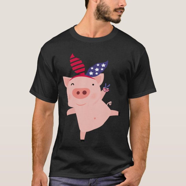 Fourth of July Pig T-Shirt (Vorderseite)