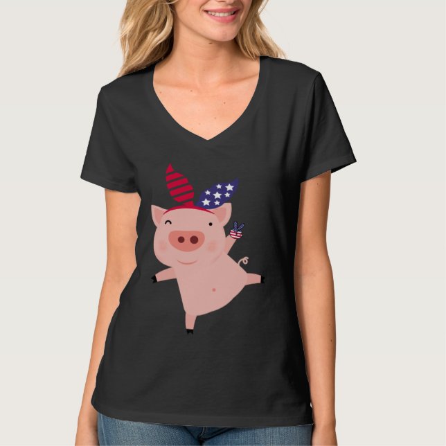 Fourth of July Pig T-Shirt (Vorderseite)