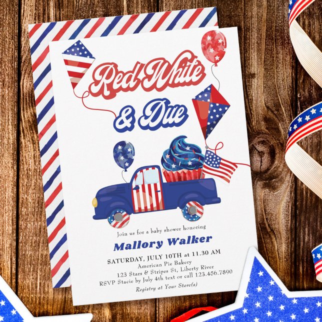Fourth of July Red White & Due Baby Shower Einladung (Von Creator hochgeladen)