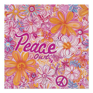 Foutez la Paix Fleur Hippie Signe de Paix Motif Ré