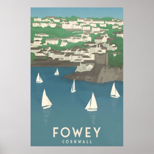 Fowey Cornwall Reiseplakat Poster