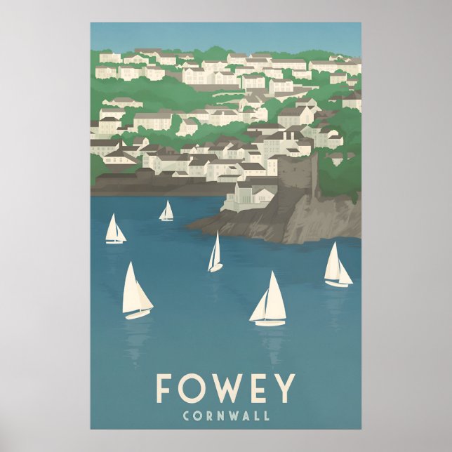 Fowey Cornwall Reiseplakat Poster (Vorne)