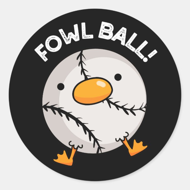 Fowl Ball Funny Sports Puck Dark BG Runder Aufkleber (Vorderseite)