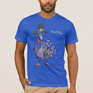 Fowl Play Cartoon Blue Türkei Dark T Shirt