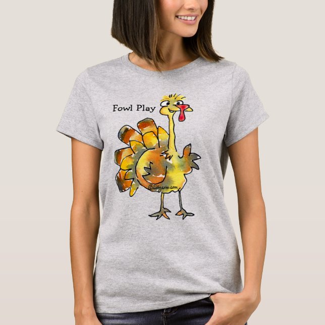 Fowl Play Cartoon Gold Türkei T Shirt (Vorderseite)