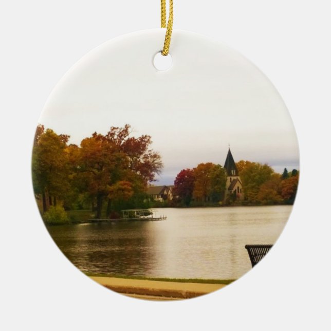 Fowler Lake im Herbst, WI Keramik Ornament (Vorne)