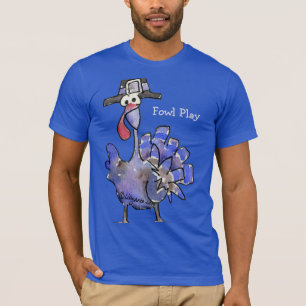 Fowling Play Cartoon bleu Turquie foncé T-shirt