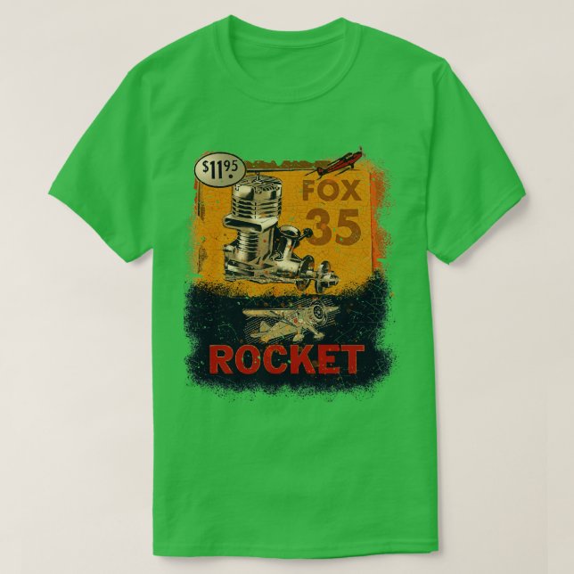 Fox 35 Vintage Modellflugzeug-Motor T-Shirt (Design vorne)