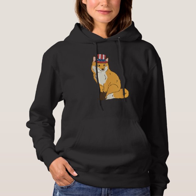 Fox 4th of July US American Flag Patriotic Hoodie (Vorderseite)