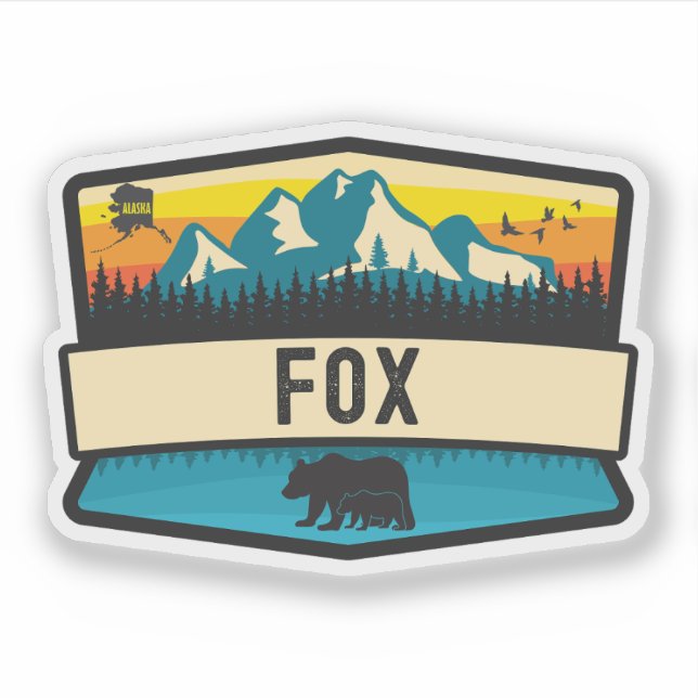 Fox, Alaska Aufkleber (Vorderseite)