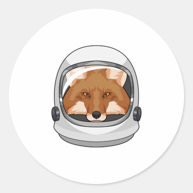 Fox als Astronaut mit Helm Runder Aufkleber (Vorderseite)