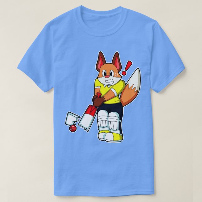 Fox als Batsman mit Cricket Flex T-Shirt (Design vorne)